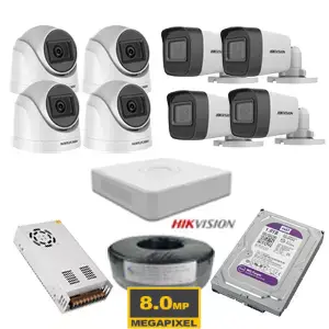 عرض 8 كاميرات مراقبة 8 ميجا هيك فيجن بالمشتملات